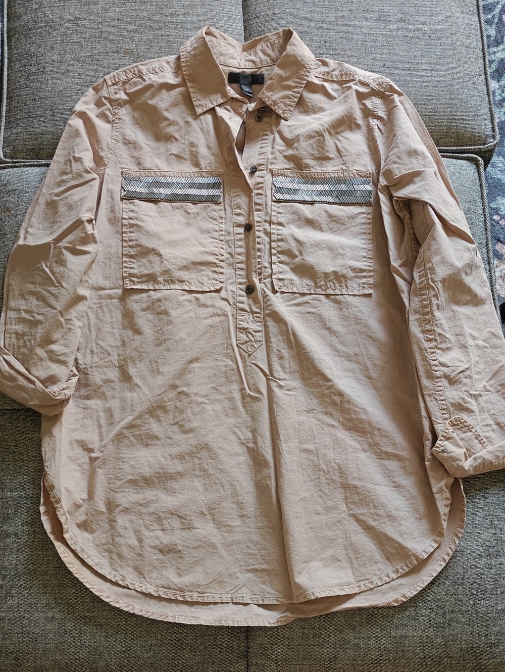 J. Crew Women's Light Peach Button-Front Casual Shirt